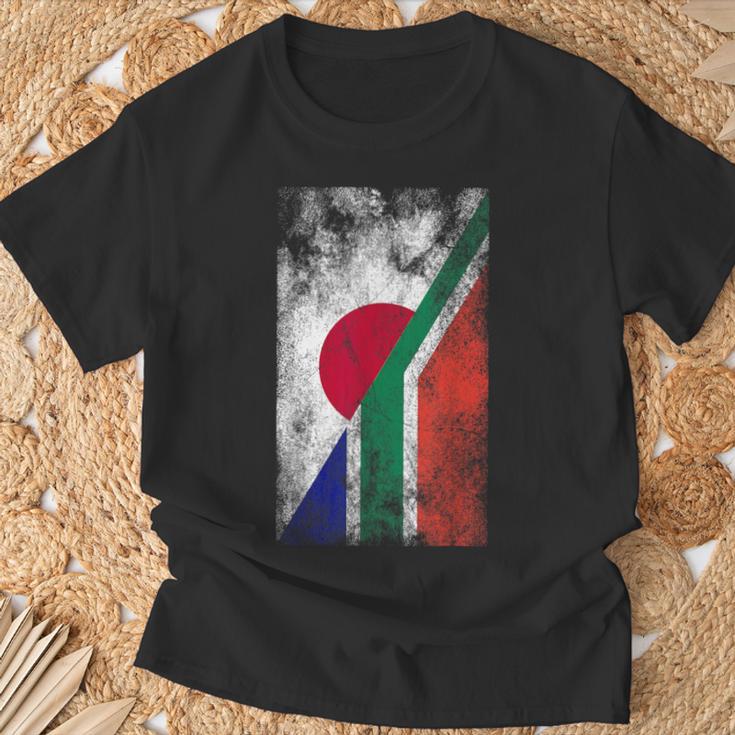 日本と南アフリカの国旗 日本の南アフリカ共和国 Tシャツ 高齢者への贈り物