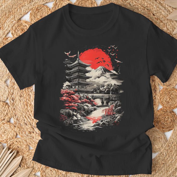 日本塔 富士山 桜 風景 ヴィンテージ Tシャツ 高齢者への贈り物