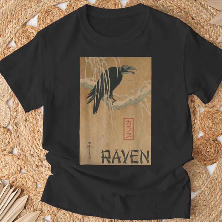 日本妖怪レイヴン 幽霊カラス オニ Tシャツ 高齢者への贈り物
