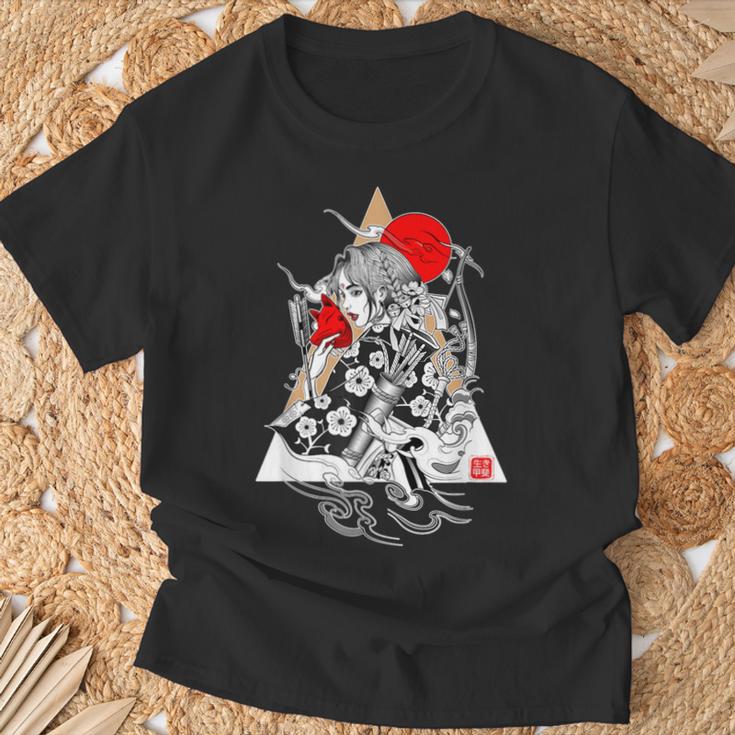 日本文化 サムライ芸者 桜 ギフト Tシャツ 高齢者への贈り物