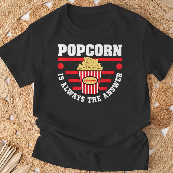 映画と日付の夜のギフトのためのおかしいポップコーンのtシャツ Tシャツ 高齢者への贈り物