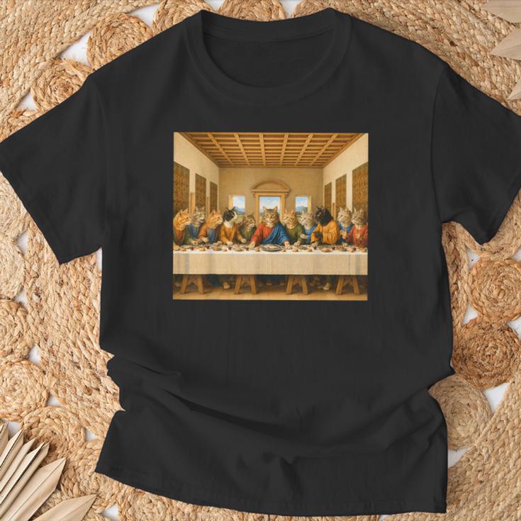 最後の猫晩餐 おもしろ猫 猫好きさん キャットアートクラシック Tシャツ 高齢者への贈り物