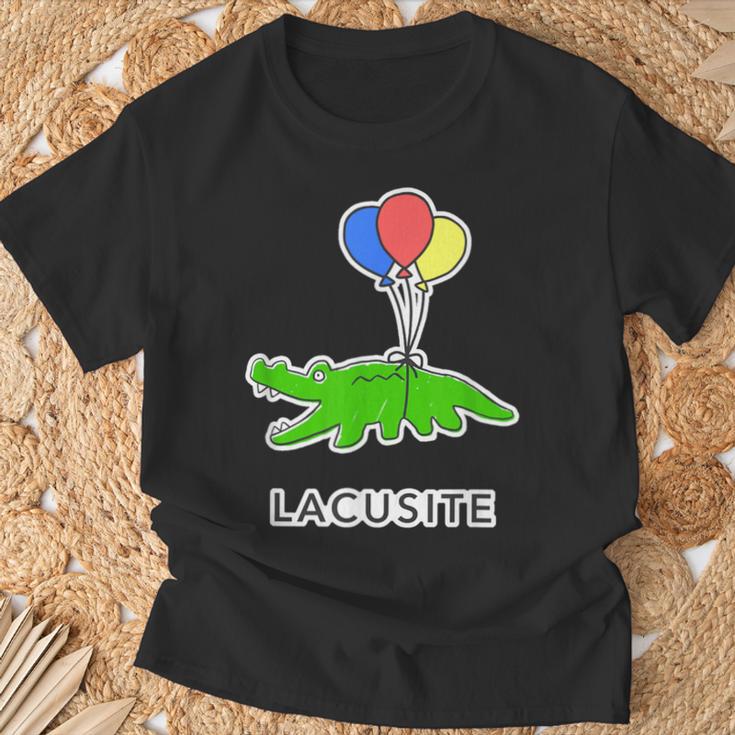 楽して行こうワニ（Lacusite）落書きワニ 風船【変なデザイン屋さん】ブランド パロディ 面白い Tシャツ 高齢者への贈り物