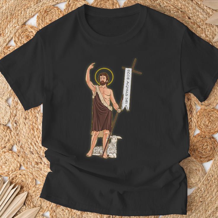 洗礼者聖ヨハネ。キリスト教の聖人 Tシャツ 高齢者への贈り物