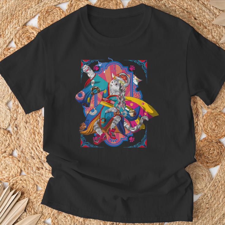 浮世絵シリーズ 踊る猫芸妓 サバトラ Tシャツ 高齢者への贈り物
