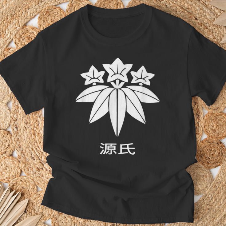 源氏 かもんと漢字 日本武士一族 Tシャツ 高齢者への贈り物