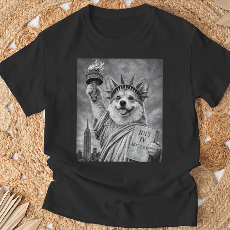 犬 像 自由 面白い 自由 白 ブラック ウェルシュ コーギー Tシャツ 高齢者への贈り物