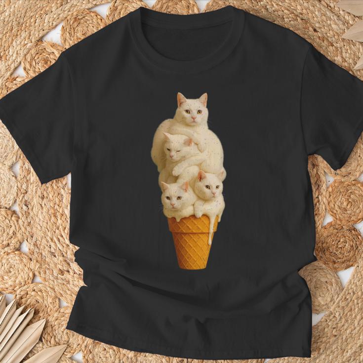 猫 アイスクリーム かわいい ペット 子猫好き 猫 夏 バイブ Tシャツ 高齢者への贈り物