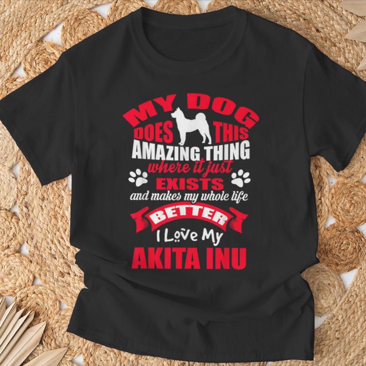 私は私の秋田犬が大好きです 犬の面白い子犬の恋人 Tシャツ 高齢者への贈り物