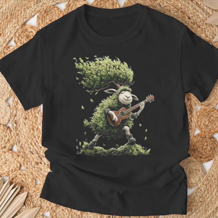 羊の木 ミュージシャン ギター グラフィック 動物 モチーフ 羊 Tシャツ 高齢者への贈り物