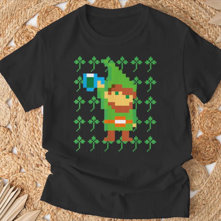 聖パトリックデー 乾杯 ピクセルアート シャムロック ドット絵 レトロゲーム Tシャツ 高齢者への贈り物