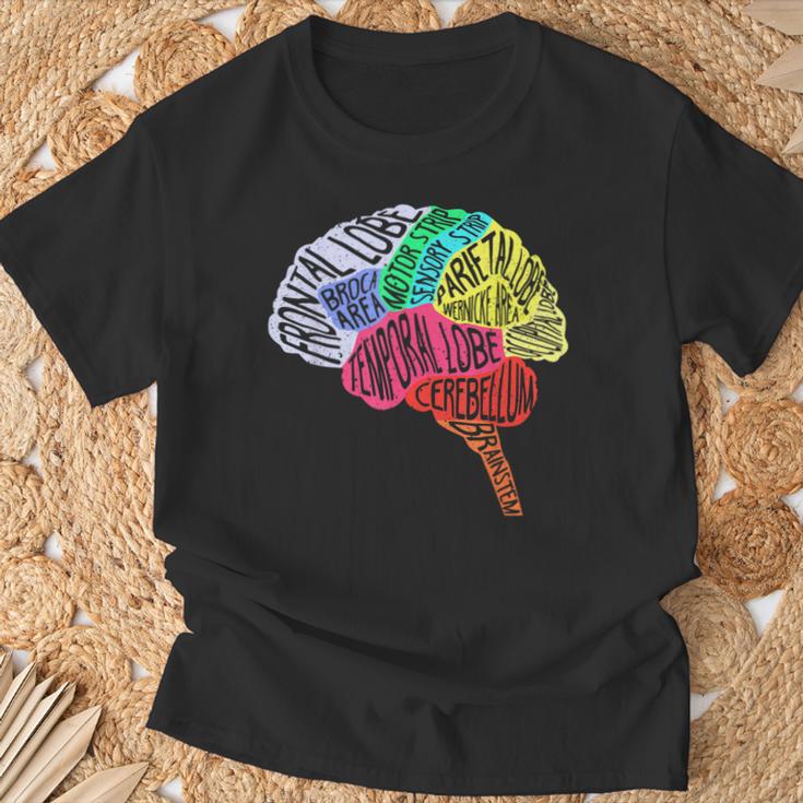 脳のパーツ 脳の解剖 脳科学 脳の地図 Tシャツ 高齢者への贈り物