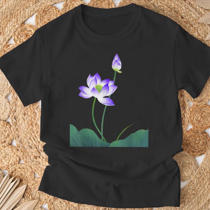蓮の花シャツ 美しい紫蓮の花 Tシャツ 高齢者への贈り物