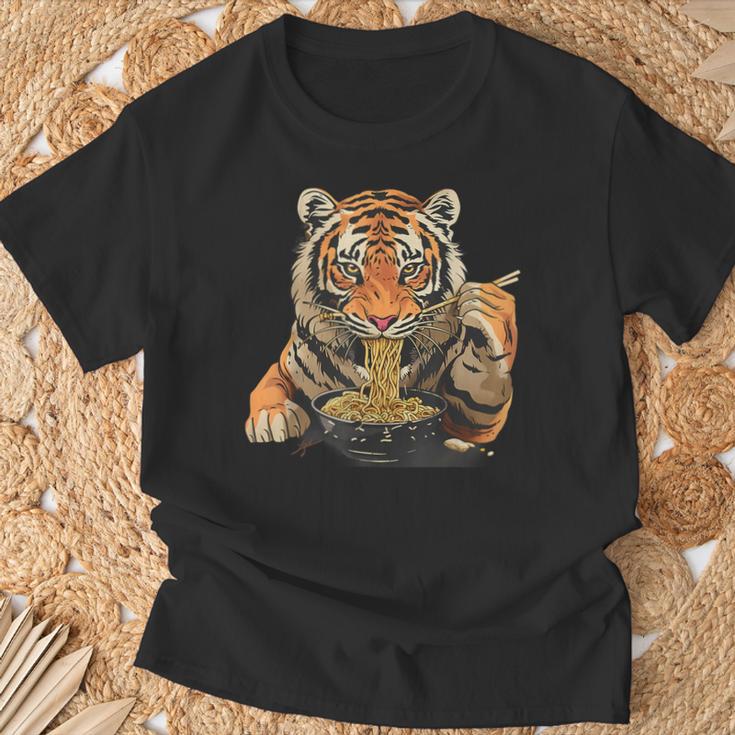 虎を食べるラーメン 和麺 ラーメン アニマルプリント Tシャツ 高齢者への贈り物