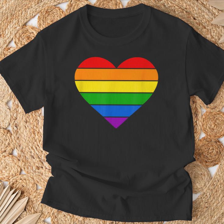 虹 ハート Lgtbq 虹色 虹色の旗 カラフル Tシャツ 高齢者への贈り物