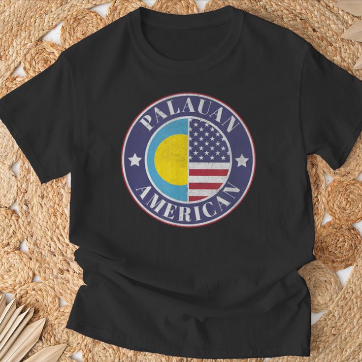 誇り高きパラオ・アメリカン・バッジ パラオ国旗 Tシャツ 高齢者への贈り物
