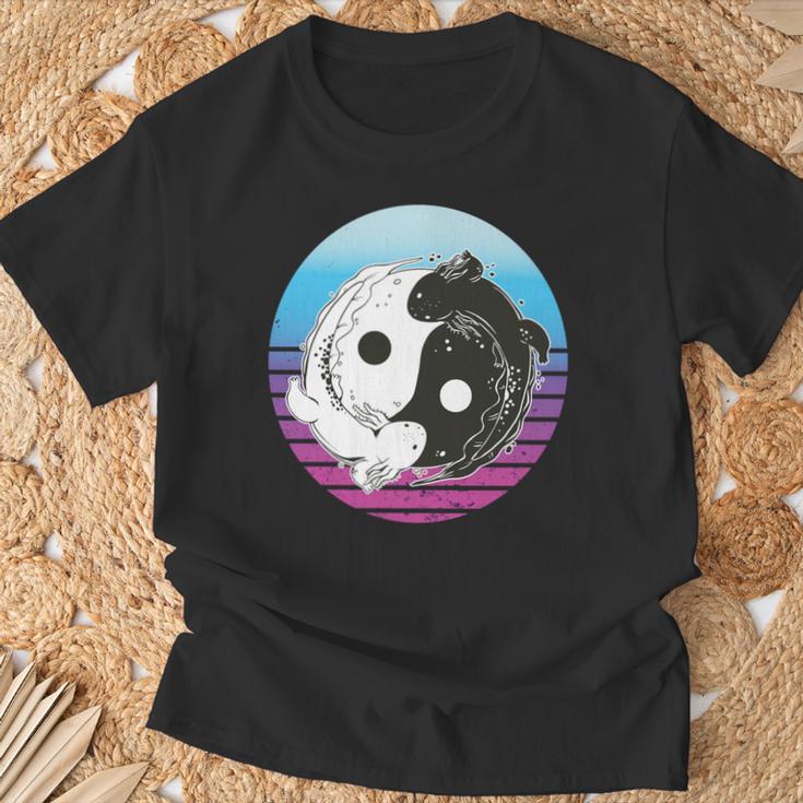 陰陽ウーパールーパー アート グラフィック アニメ ウーパールーパー 恋人 日本語 長袖tシャツ Tシャツ 高齢者への贈り物