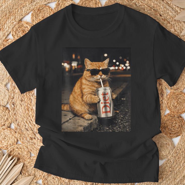 面白いナイトライフ オレンジ 猫 飲酒 ダイエット ドリンク サングラス Tシャツ 高齢者への贈り物