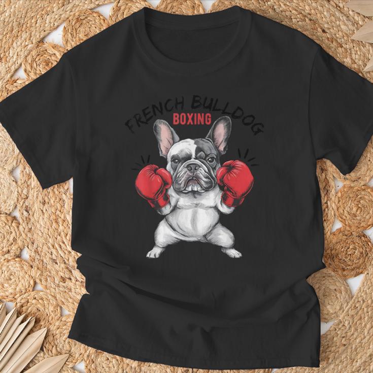 面白いフレンチブルドッグ ボクシング愛好家 ペット 犬 ボクシンググローブ Tシャツ 高齢者への贈り物