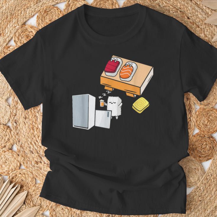 面白い寿司シャツ 日本の刺身 ビール冷蔵庫 Tシャツ 高齢者への贈り物