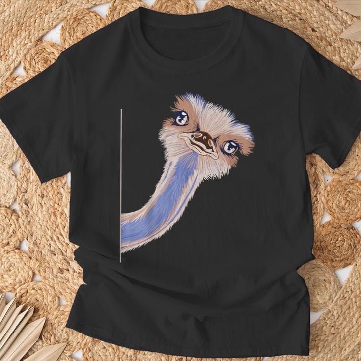 面白い顔のダチョウの鳥 アフリカ Tシャツ 高齢者への贈り物