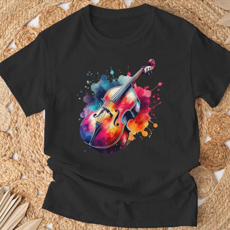 鮮やかなコントラバス アートワーク Tシャツ 高齢者への贈り物