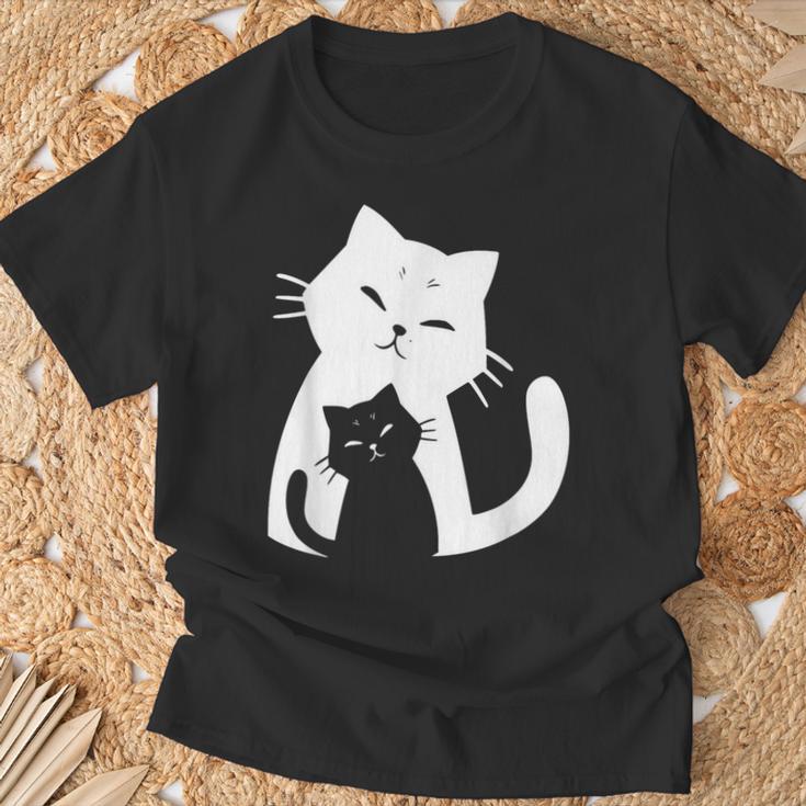 黒猫と白猫 Tシャツ 高齢者への贈り物