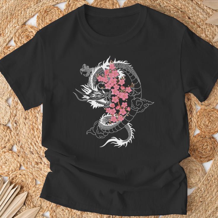 龍 日本の桜文化 長袖tシャツ Tシャツ 高齢者への贈り物