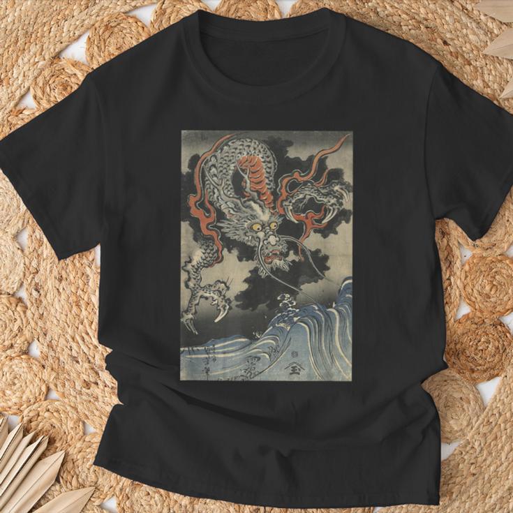 龍と波 歌川国吉 日本の浮世絵 クール Tシャツ 高齢者への贈り物