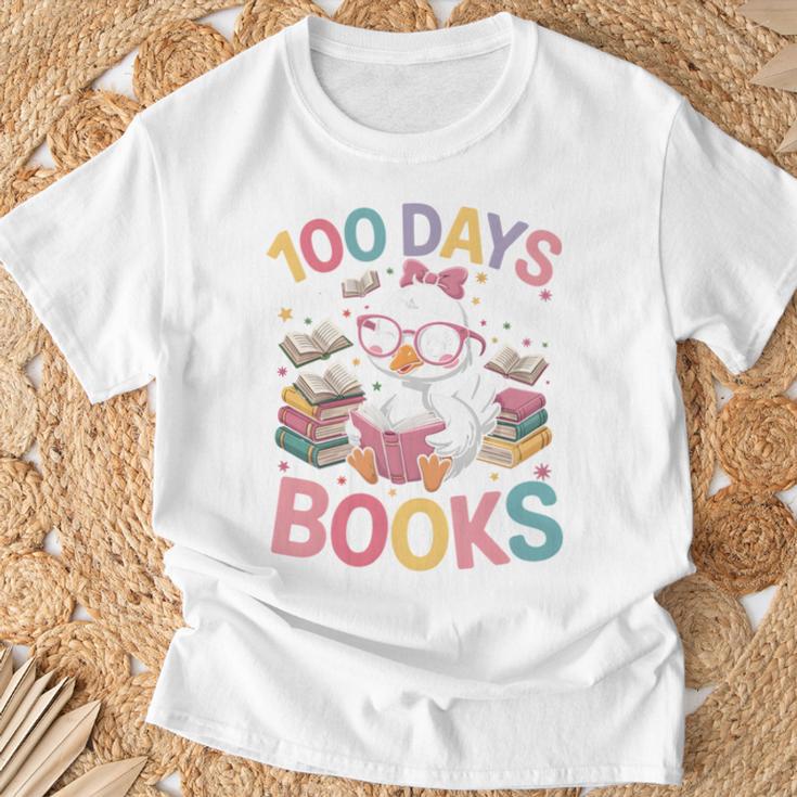 100 Days In The Books Goose Reading 100th Day Of School T-Shirt Gifts for Old Men
