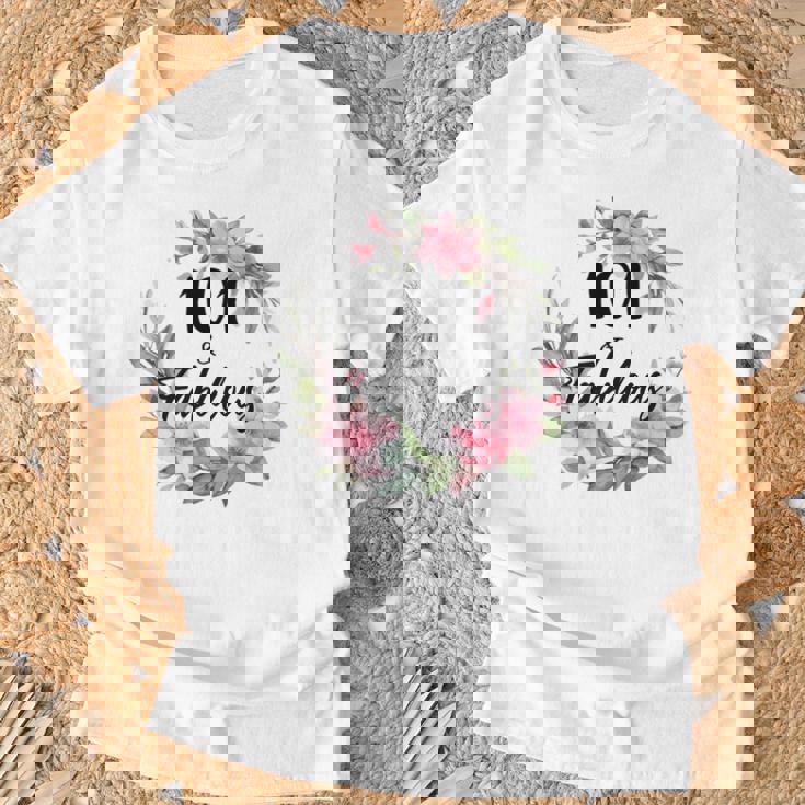 101歳＆ファビュラスフラワーパーティー 101歳の誕生日おめでとう 長袖tシャツ Tシャツ 高齢者への贈り物