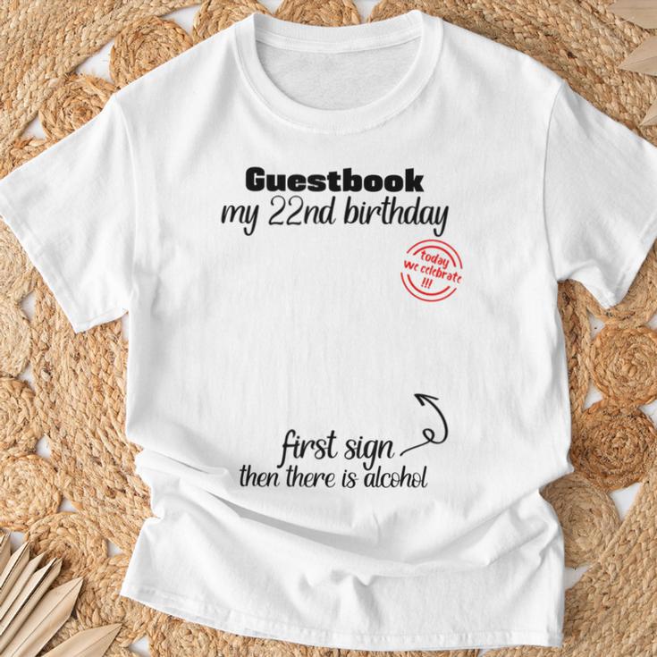 22nd Birthday Man Woman Guest Book Party Celebration Birthday T-Shirt Gifts for Old Men
