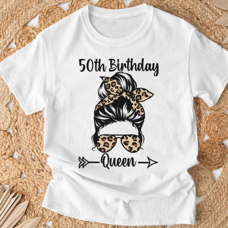 50歳の誕生日 クイーン Happy 50歳 散らかったパンヒョウ Tシャツ 高齢者への贈り物