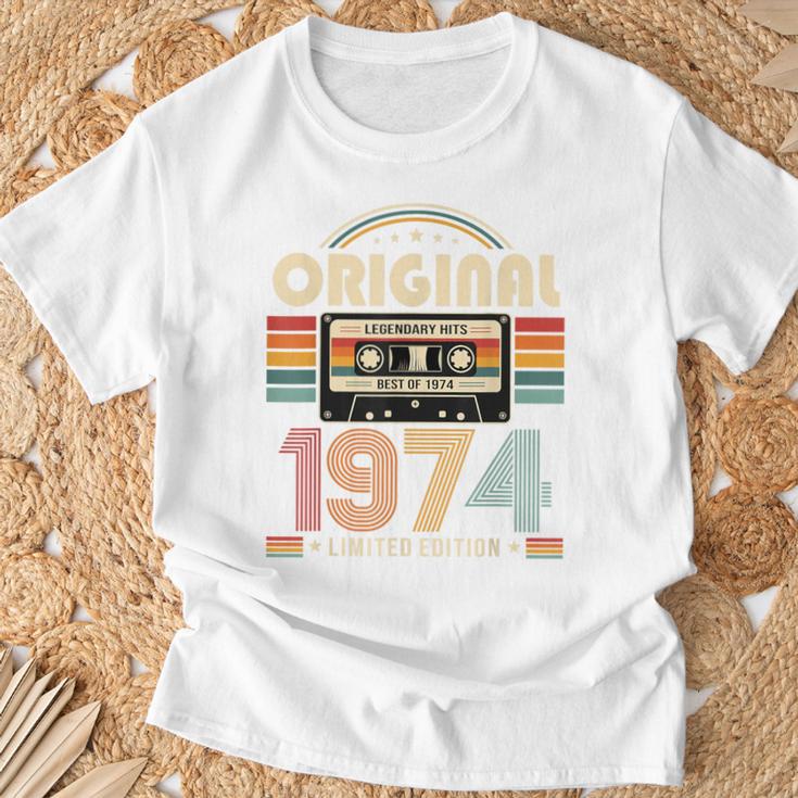 52 歳の誕生日プレゼント男性 1974 年 レトロ ビンテージ テープ Tシャツ 高齢者への贈り物