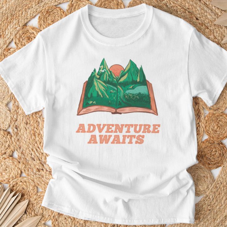 Adventure Awaits a Idea For Book Lovers T-Shirt Gifts for Old Men