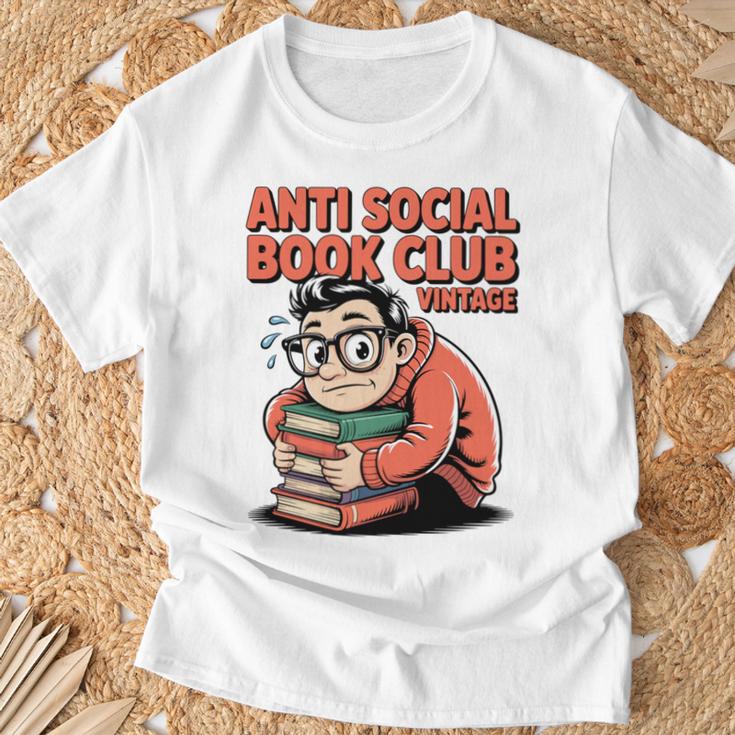 Anti Social Book Club Vintage Retro Reader Art T-Shirt Gifts for Old Men