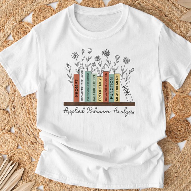 Applied Behavior Analysis Book Flower ABA Therapist T-Shirt Gifts for Old Men