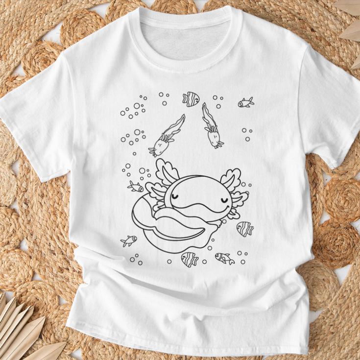 Axolotl Colouring Shirt For Children Adults 003 Colouring Book T-Shirt Gifts for Old Men