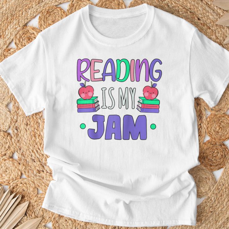 Back To School Book Reader Reading Is My Jam Bookworm Raglan Baseball Tee T-Shirt Gifts for Old Men