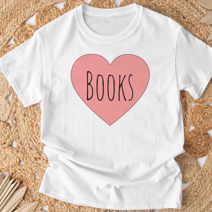 Back To School Heart Love Reading Cute I Love Books T-Shirt Gifts for Old Men