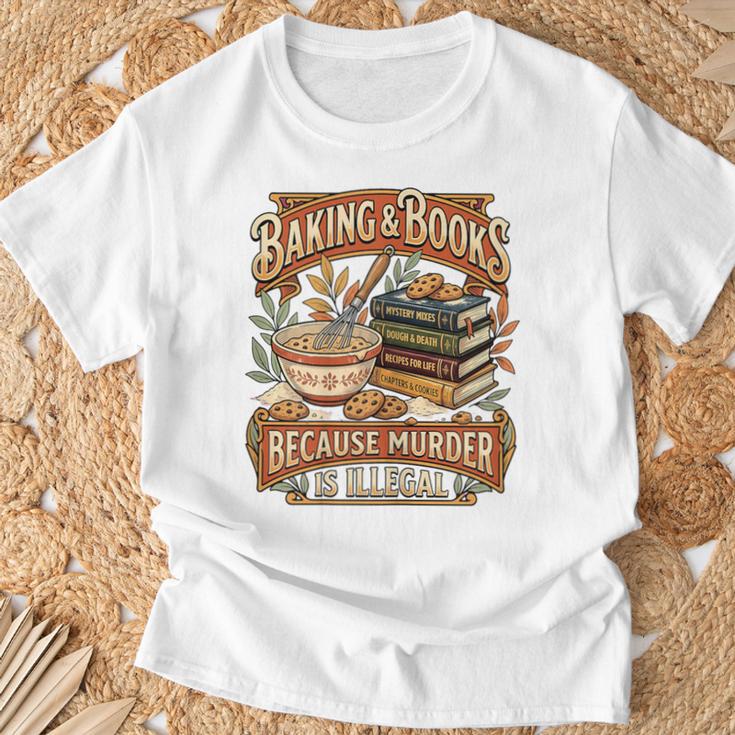 Baking Books Vintage Because Murder Is Illegal Aesthetic T-Shirt Gifts for Old Men Baking Books Vintage Because Murder Is Illegal Aesthetic T-Shirt Gifts for Old Men