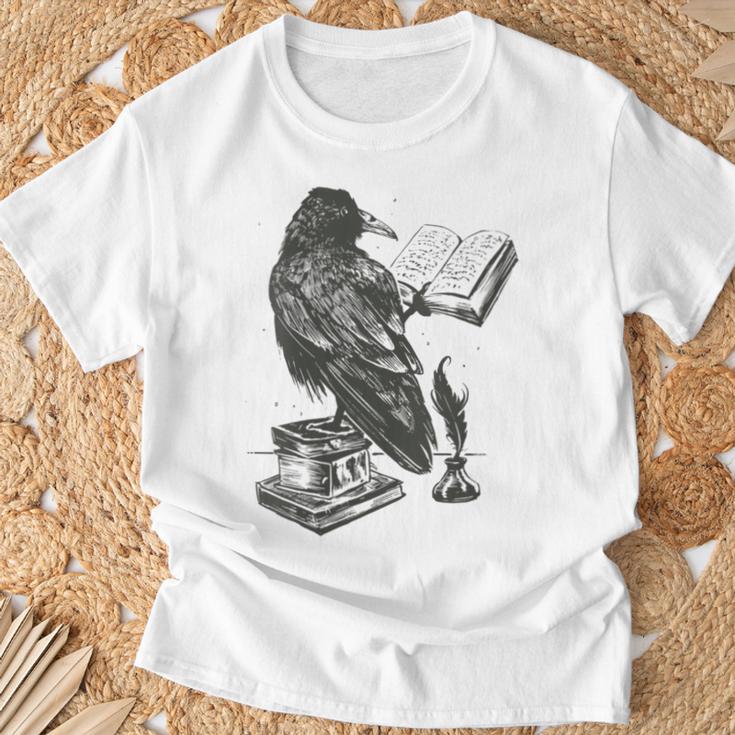 Bird Raven Book Lovers Men Women Graphic Tshirt T-Shirt Gifts for Old Men
