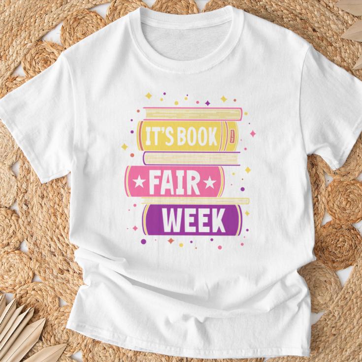 Book Fair Bookworm Library Its Book Fair Week T-Shirt Gifts for Old Men