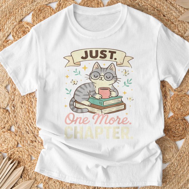 Book Lover Cute Cat Coffee Just 1 More Chapter Cozy Reading T-Shirt Gifts for Old Men