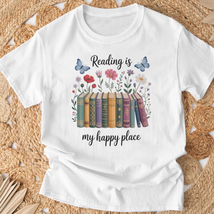 Book Lover Floral Reading Is My Happy Place T-Shirt Gifts for Old Men Book Lover Floral Reading Is My Happy Place T-Shirt Gifts for Old Men