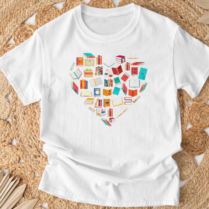 Book Lover Heart Shape Reading Club Librarian Bookworm Premium Tri-Blend T-Shirt Gifts for Old Men