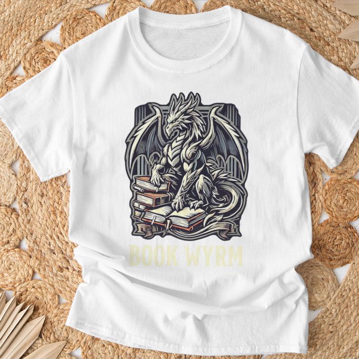 Book Lover I'm a Bookwyrm Not A Bookworm Fantasy Library Fan Premium Tri-Blend T-Shirt Gifts for Old Men