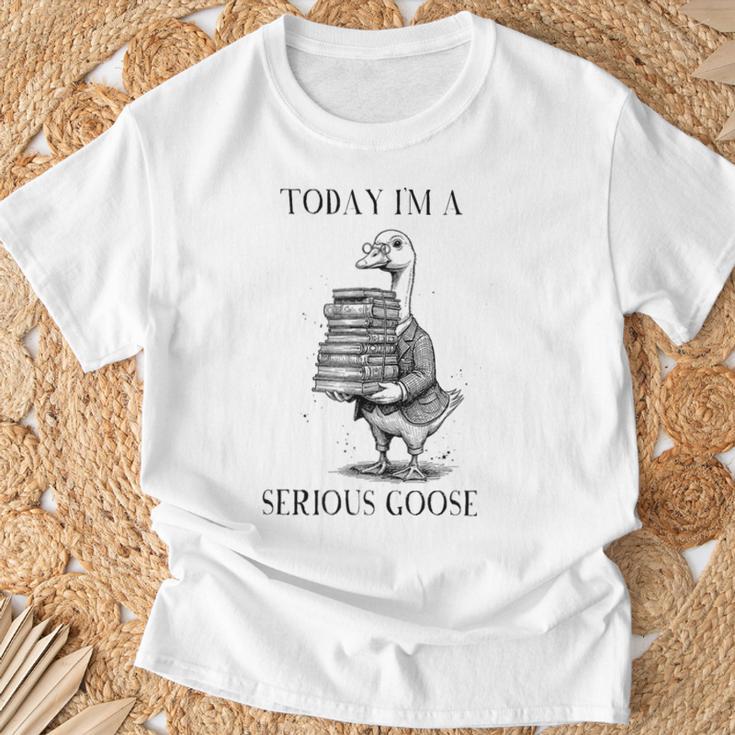 Book Lover Librarian Today I'm Serious Goose Meme T-Shirt Gifts for Old Men