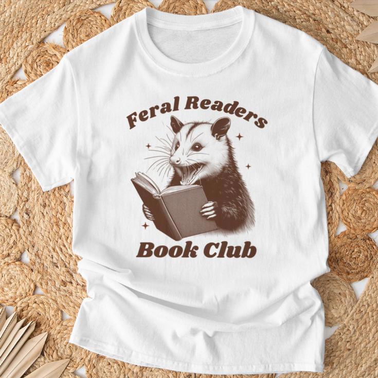 Book Lover Opossum Bookish Reader Feral Readers Book Club T-Shirt Gifts for Old Men