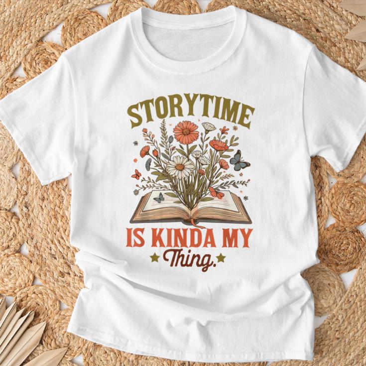 Book Lover Reader Bookish Floral Storytime Is Kinda My Thing T-Shirt Gifts for Old Men